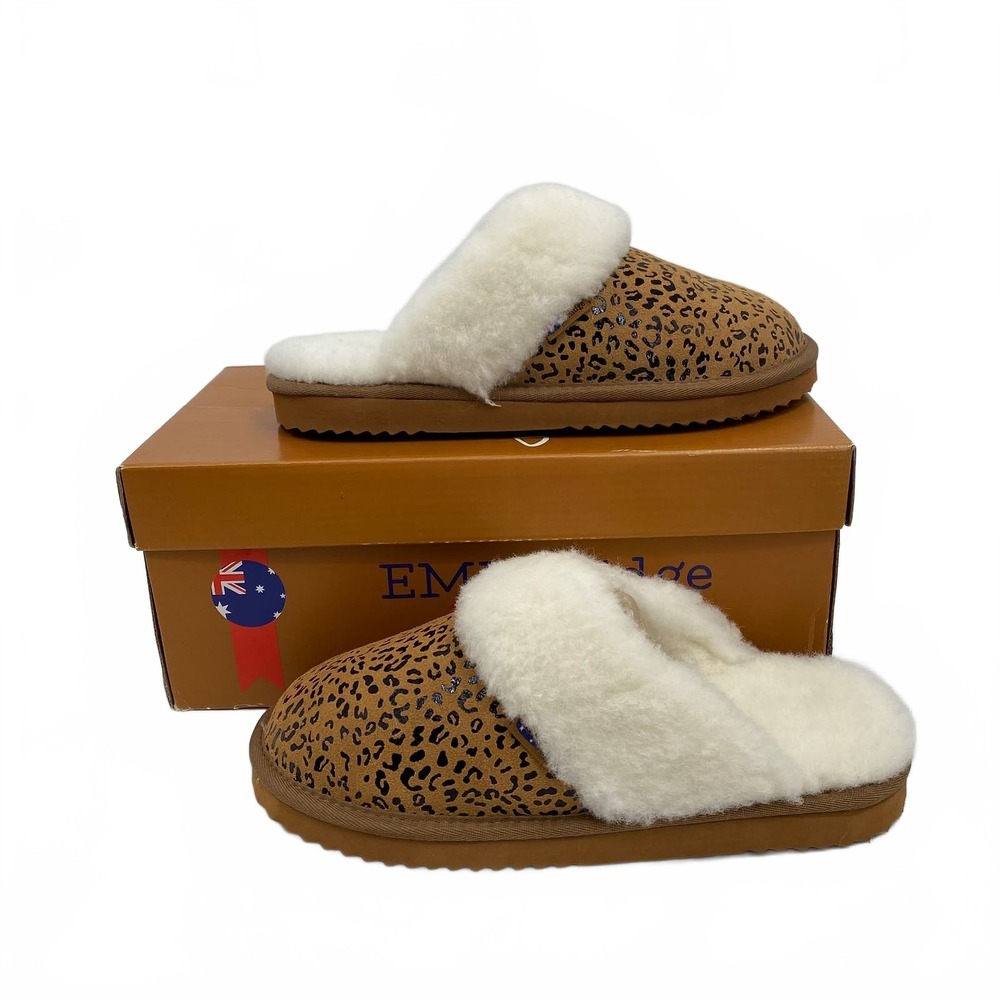 Emu Ridge Slippers | Slip-On Animal Print | Women's US 8 | Tan |